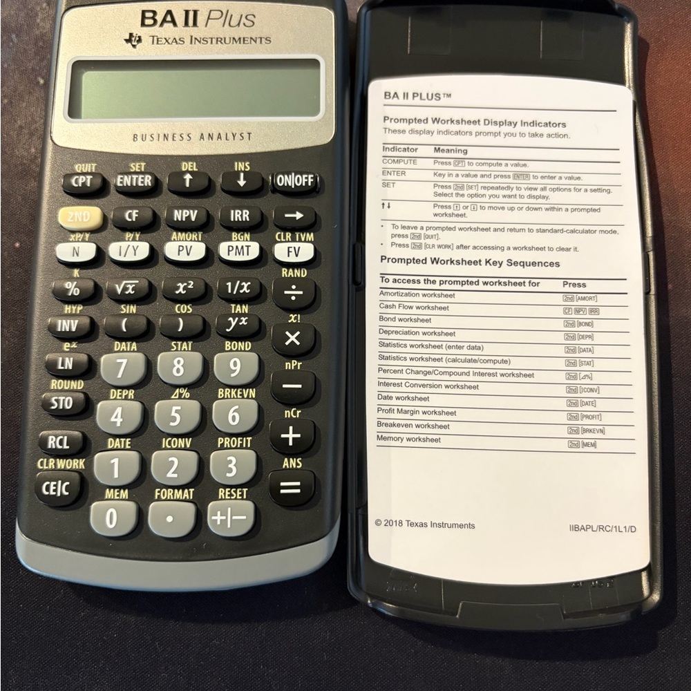 The NEWEST version of Texas Instruments BA II Plus Financial Calculator